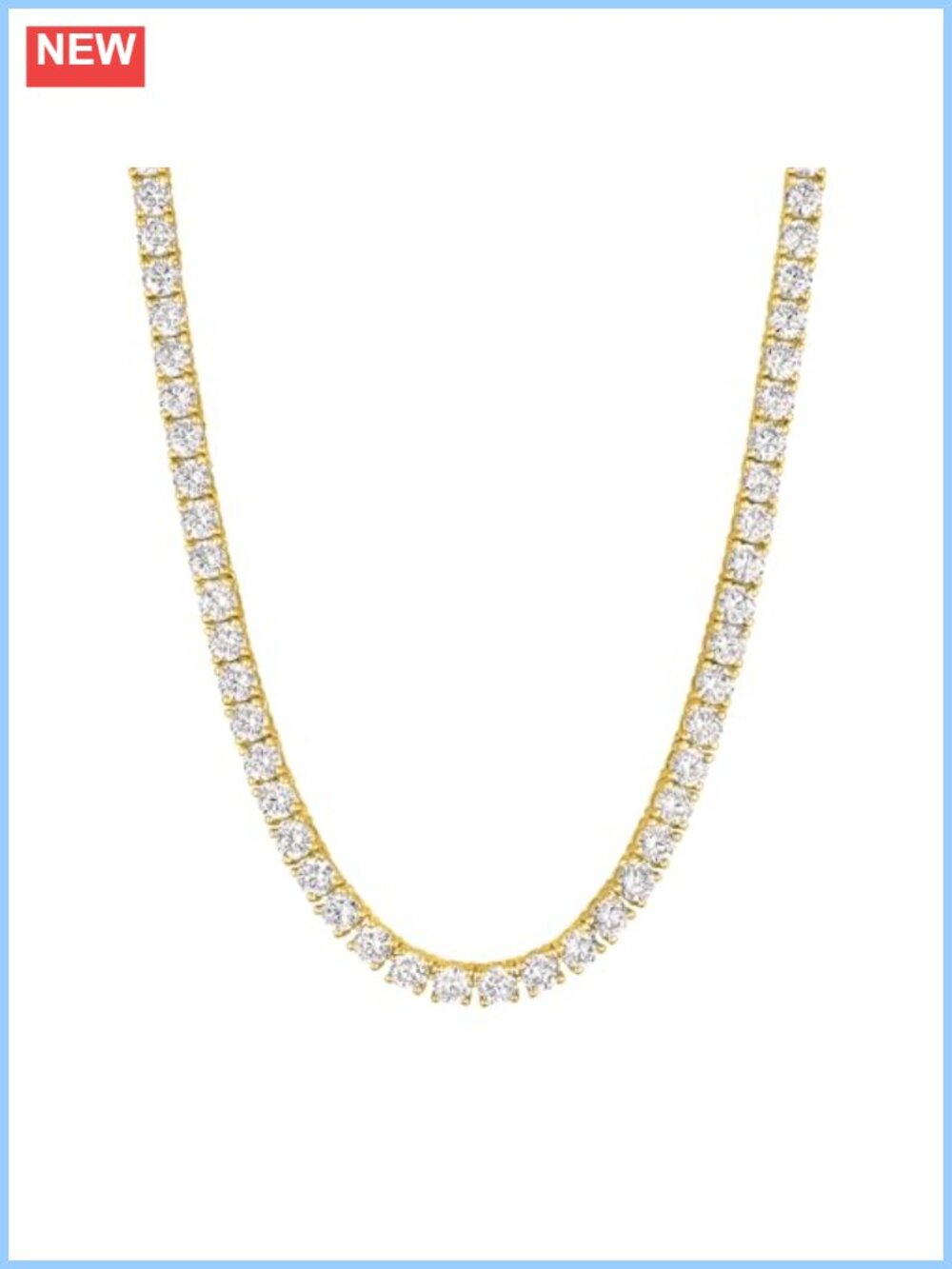 KISPER Tennis Necklace 14K Gold Plated CZ Choker Adjustable 15-18"